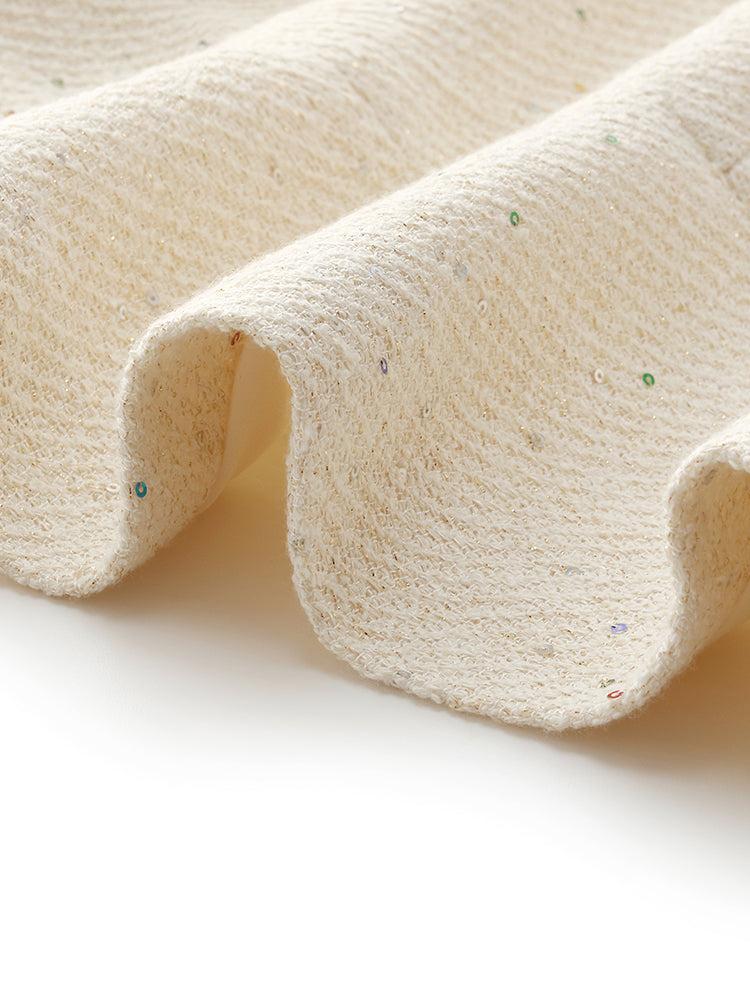 Tweed Sequins Short Sleeve Jacket And Mesh Skirt Two-Piece Set Product Image