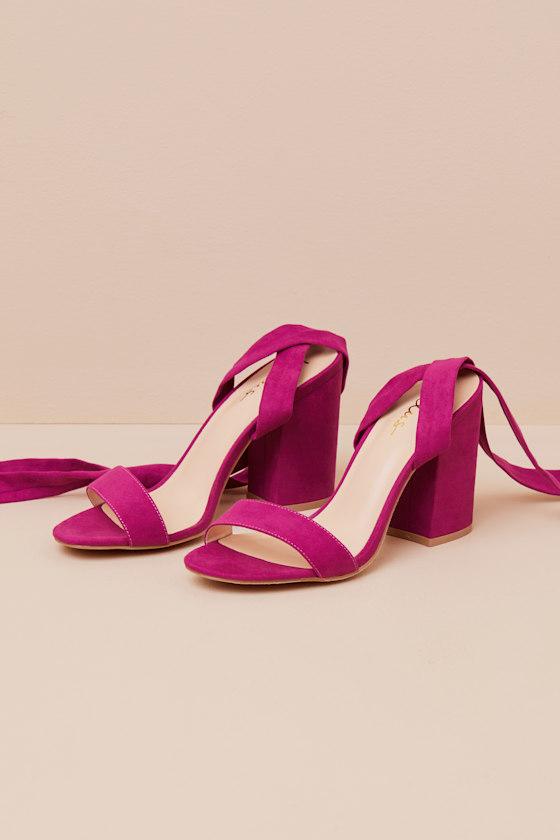 Alta Sangria Suede Lace-Up Heels Product Image