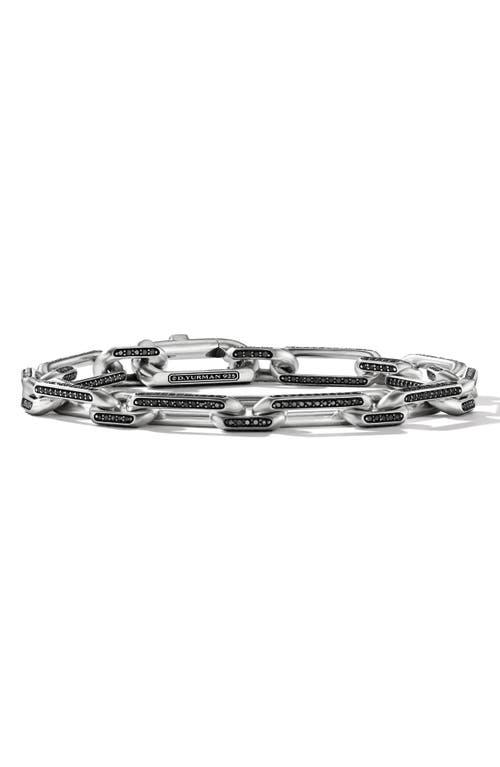 David Yurman Mens Elongated Open Link Chain Bracelet in Sterling Silver with Black Diamonds, 8mm Product Image