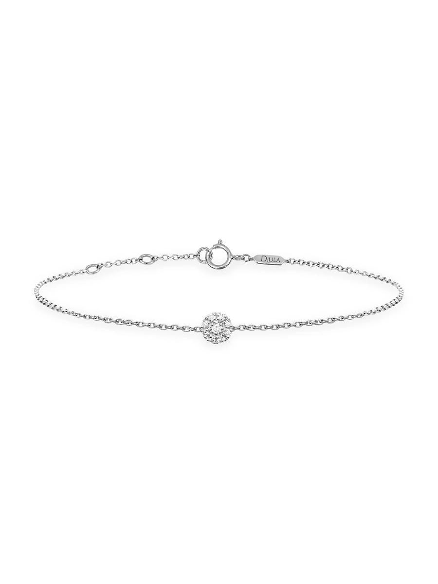 Womens Magic Touch 18K White Gold & Diamond Target Chain Bracelet Product Image