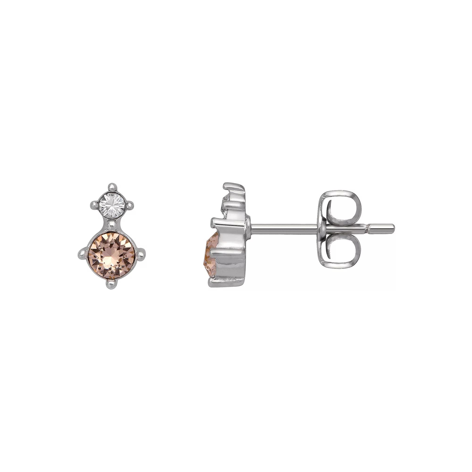 Brilliance Fine Silver-Plated Birthstone Crystal Stud Earrings, Women's, Silver Tone June Product Image