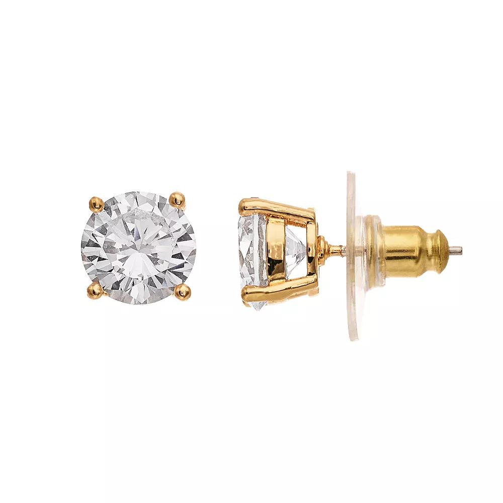 Nine West Prong Round Stud Earring, Womens, Gold Tone Product Image