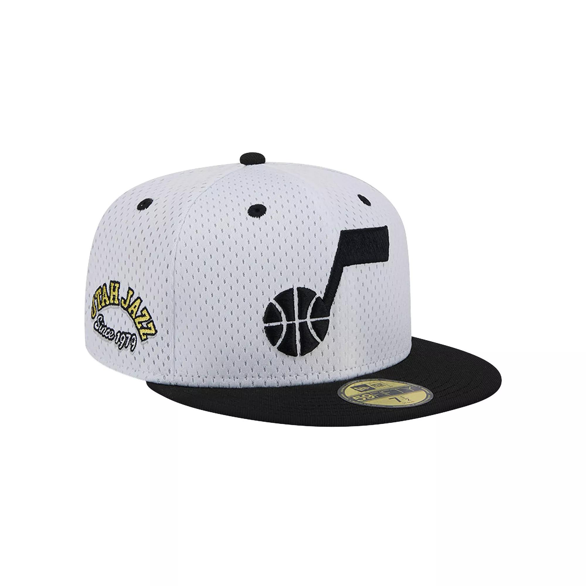 Men's New Era White/Black Utah Jazz Throwback 2Tone 59FIFTY Fitted Hat,  Product Image