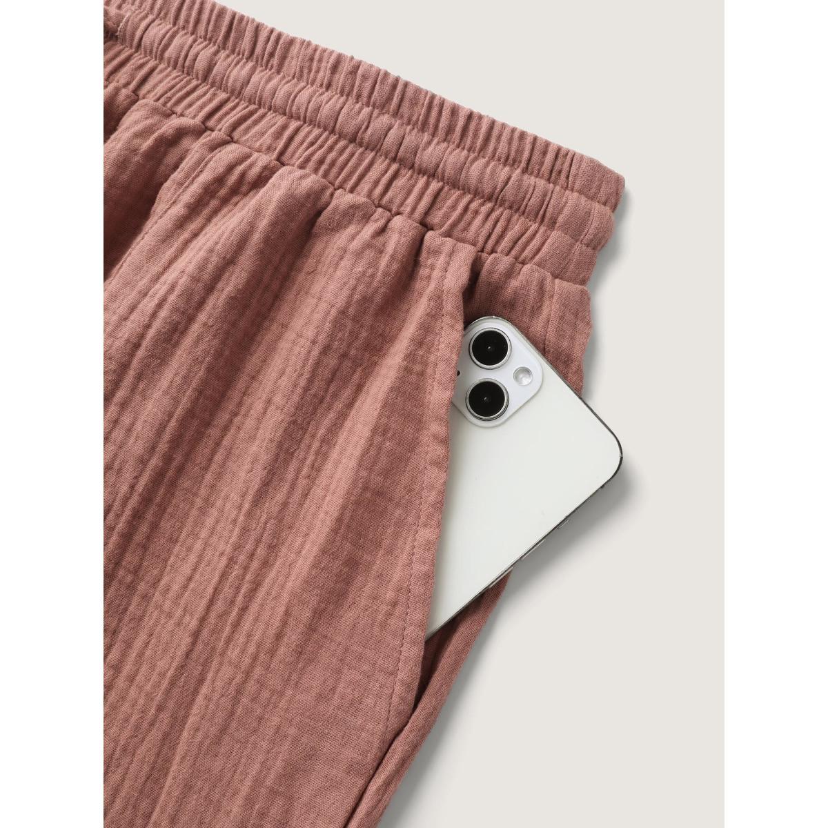 Plus Size Tie-Hem Slits Cuffed Waist-Tie Pockets Pants Women Rust Leisure Loose Mid Rise Casual Pants BloomChic 30/6X Product Image