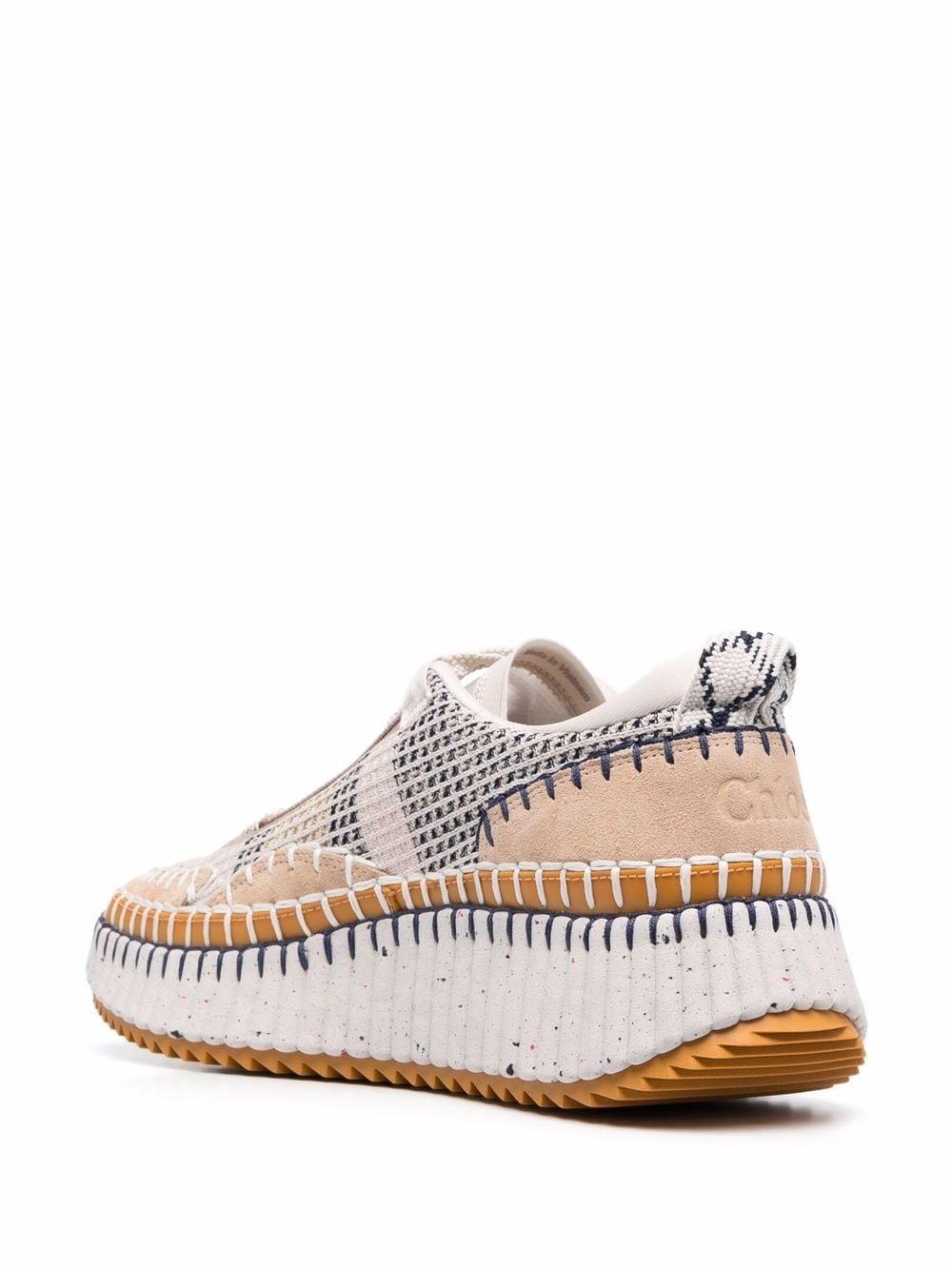 CHLOÉ Nama Embroidered Suede And Recycled-mesh Sneakers In Biscotti Beige Product Image