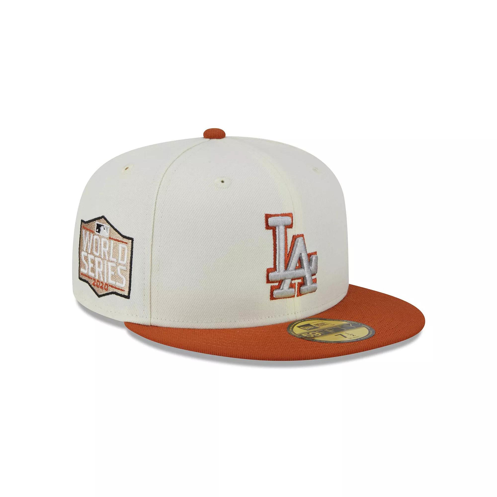 Men's New Era Cream/Orange Los Angeles Dodgers 59FIFTY Fitted Hat,  Product Image