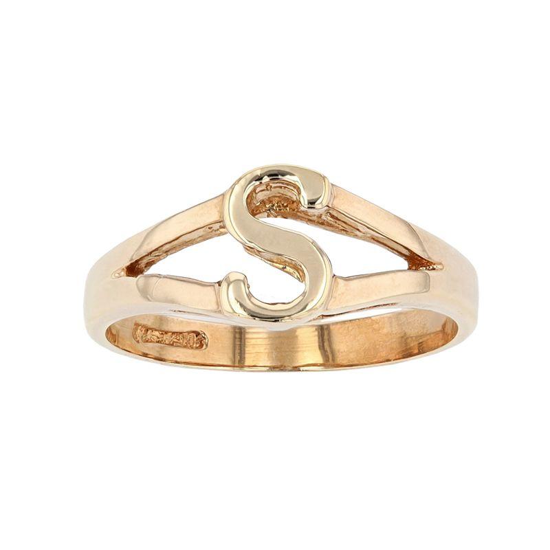 Traditions Jewelry Company 18k Gold Over Silver Script Initial Ring, Women's, Size: 7 Product Image