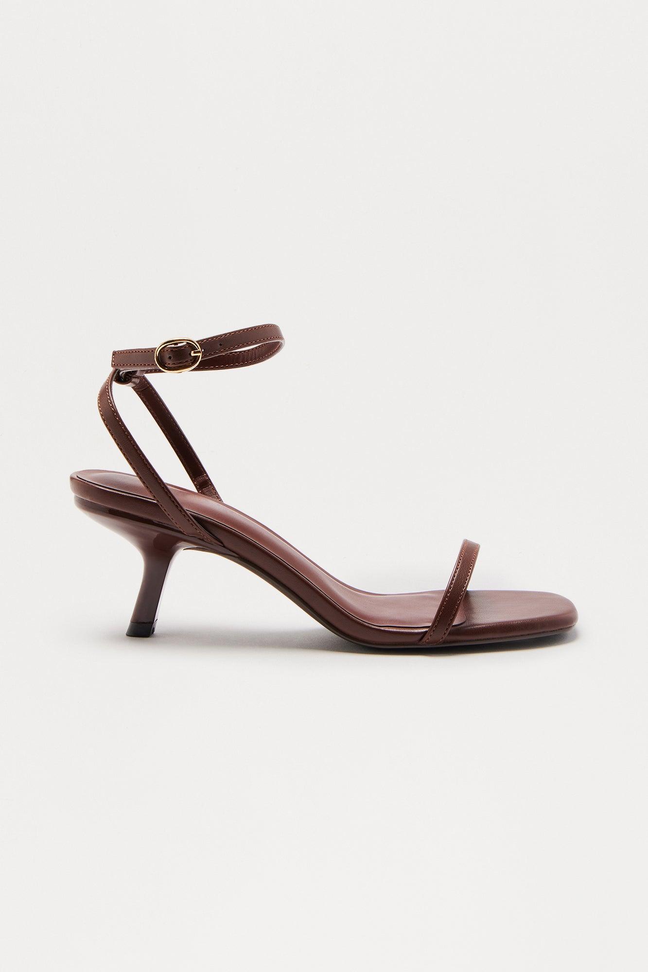 Marlo Ankle Strap Kitten Heels - Brown Product Image