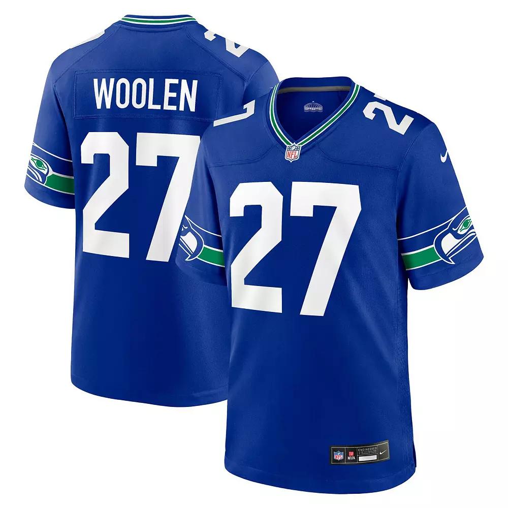 Men's Nike Tariq Woolen Royal Seattle Seahawks Throwback Player Game Jersey,  Product Image