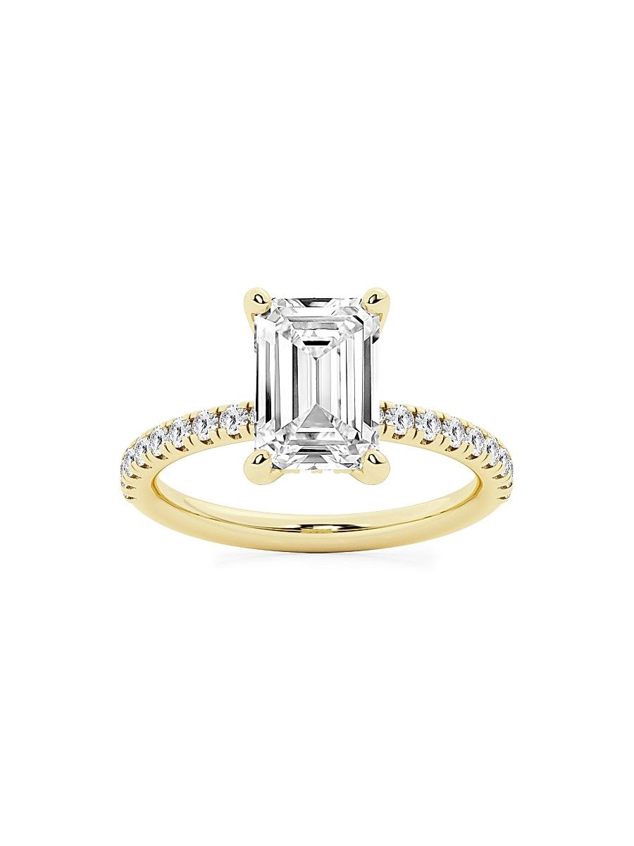 Womens 14K Yellow Gold & Emerald-Cut Lab-Grown Diamond Hidden Halo Ring/0.80-3.41 TCW Product Image