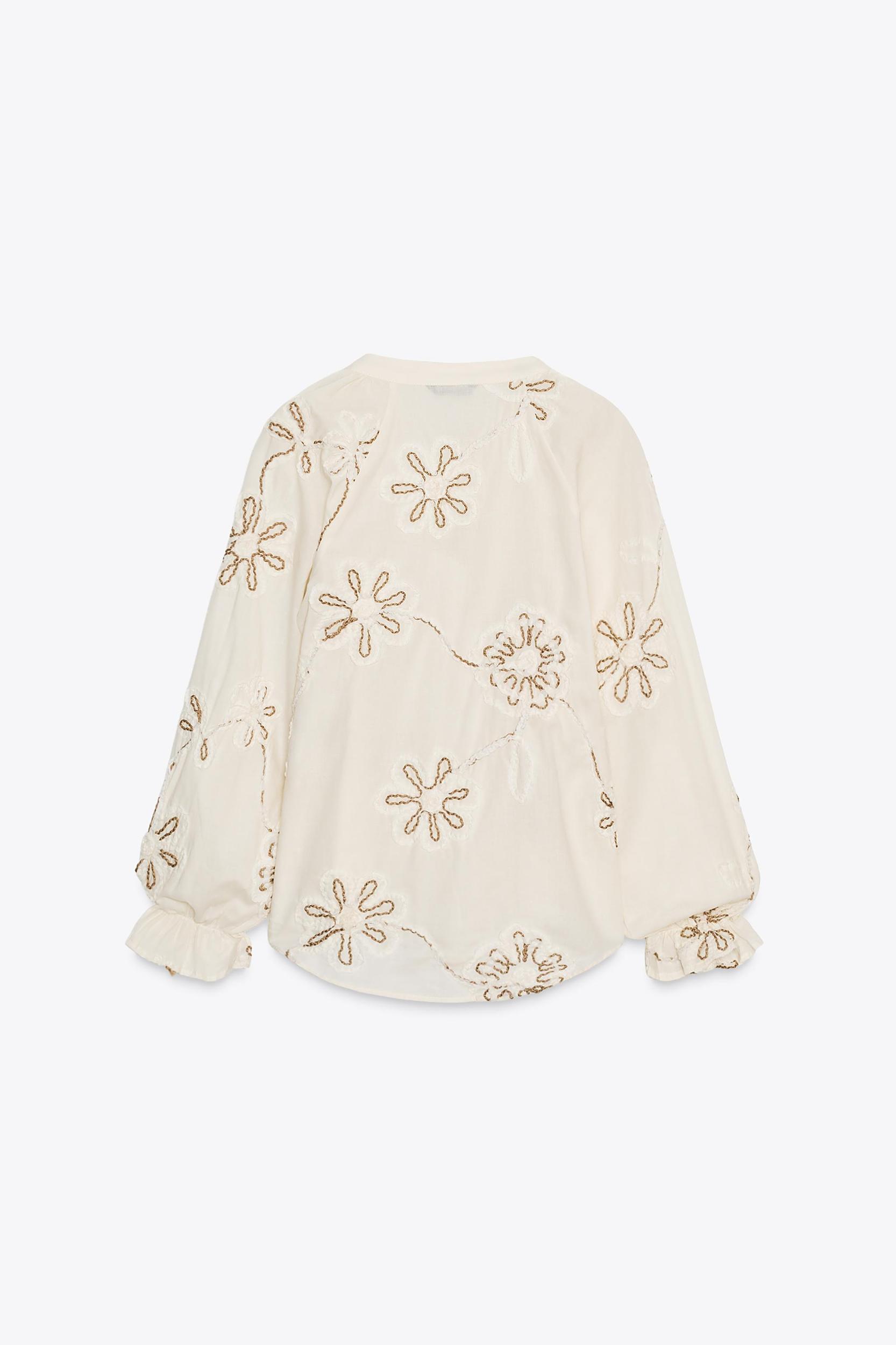 TEXTURED EMBROIDERED BLOUSE Product Image