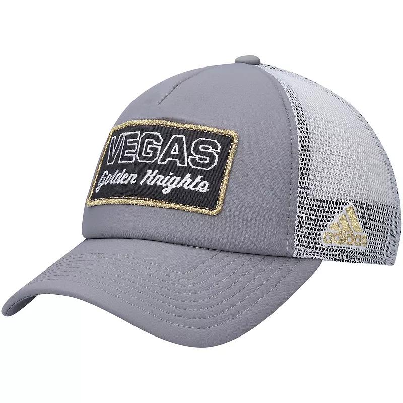 Men's adidas Gray/White Vegas Golden Knights Locker Room Foam Trucker Snapback Hat, Lvk Grey Product Image