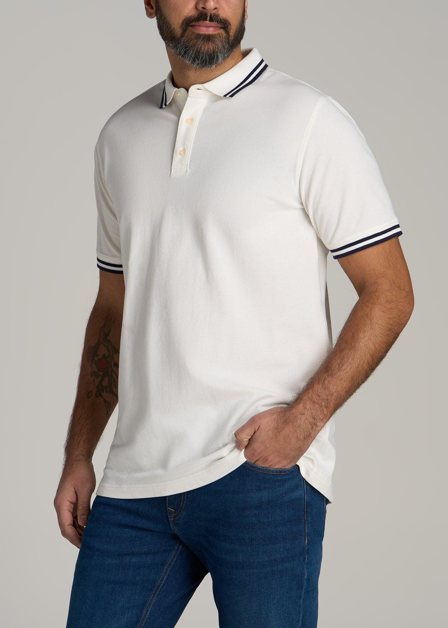 Contrast Tipped Polo Men's in Ecru Product Image
