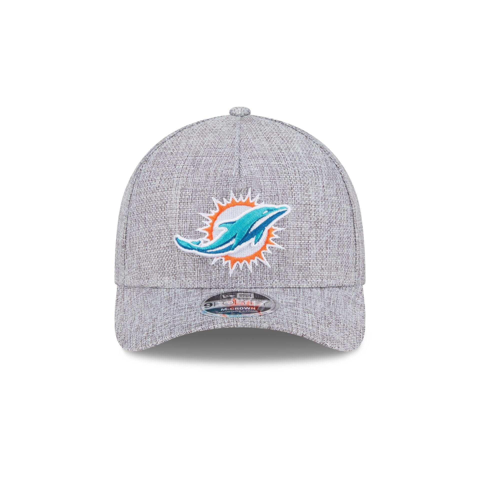 Miami Dolphins Cotton Weave Gray 9FORTY M-Crown A-Frame Snapback Hat Male Product Image