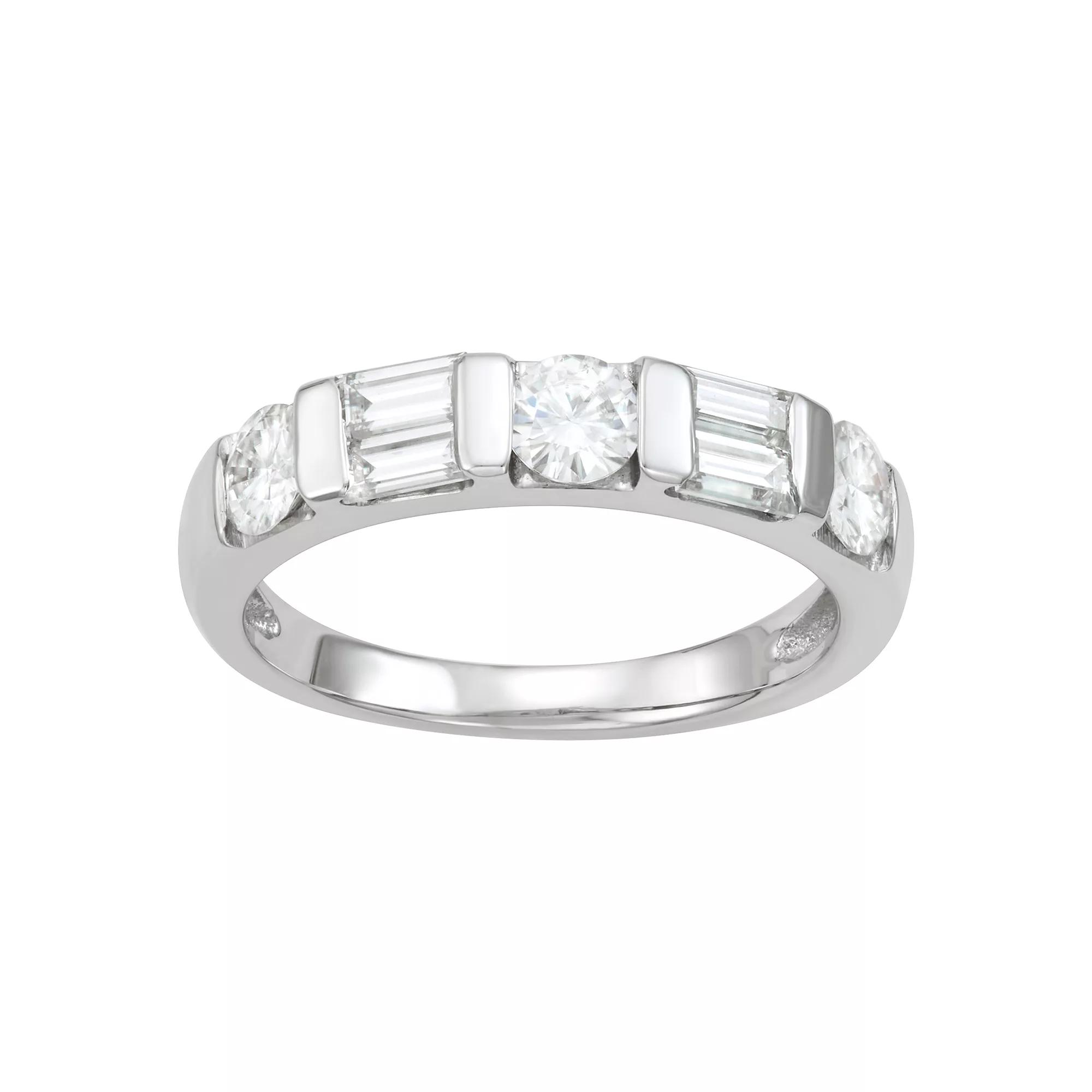 Charles & Colvard 14k White Gold 1 1/6 Carat T.W. Lab-Created Moissanite Baguette Stackable Ring, Women's, Size: 7 Product Image