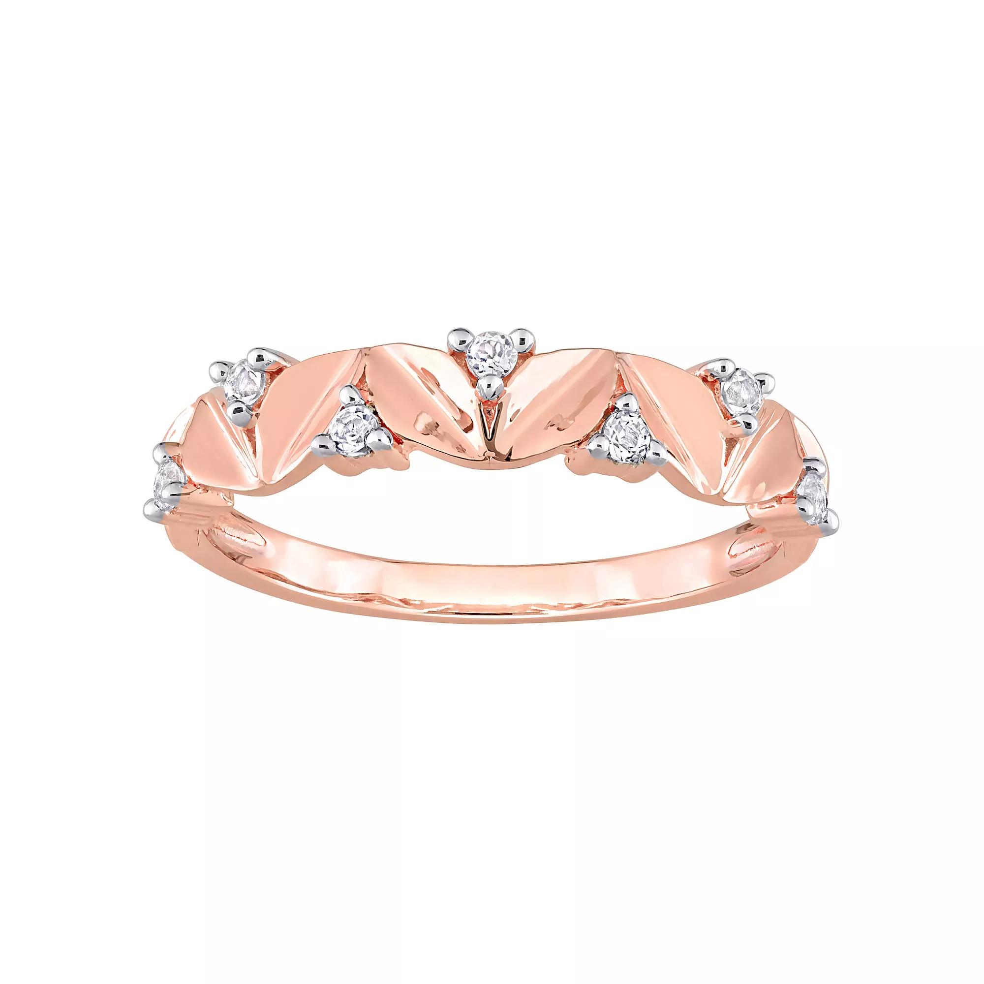 Stella Grace 18k Rose Gold Over Silver White Topaz Semi-Eternity Ring, Women's,  Product Image