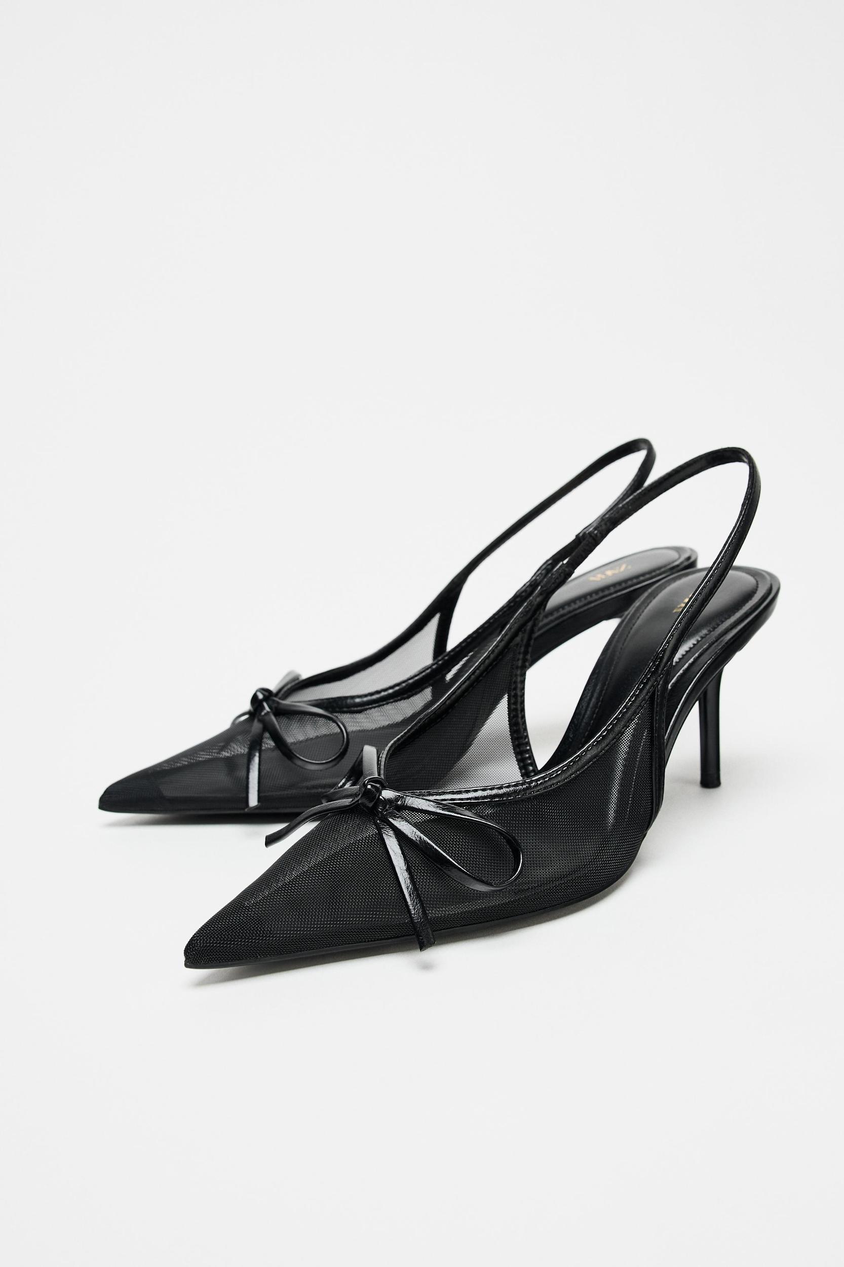 MESH SLINGBACK PUMPS WITH BOW Product Image