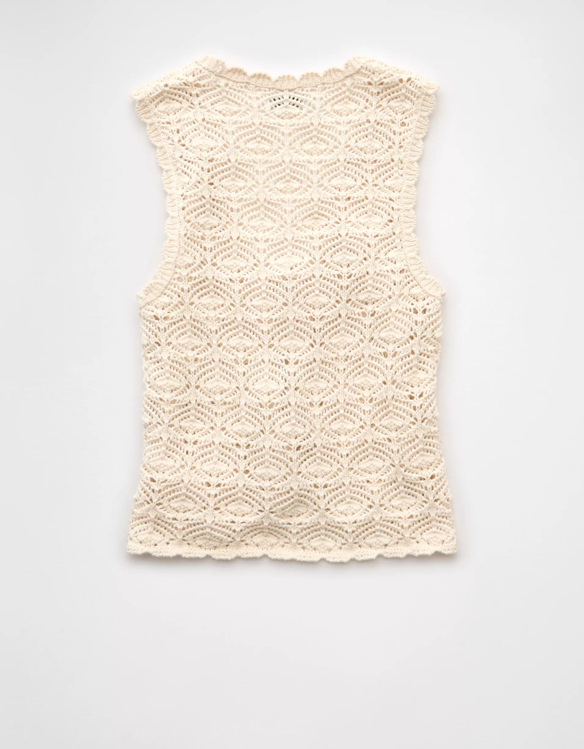 AE Tie Front Crochet Vest Product Image