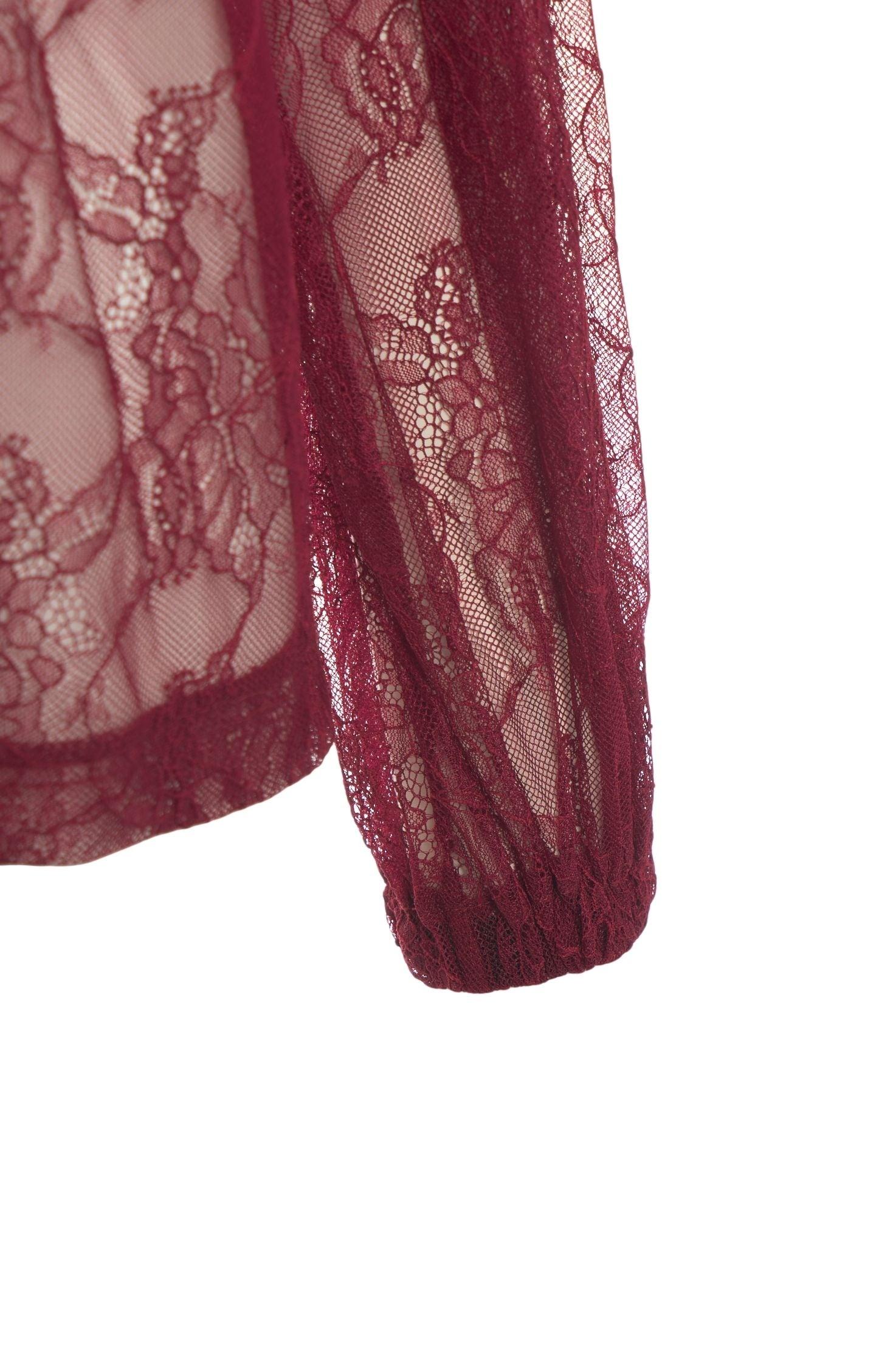 Lace blouse with bow collar Product Image