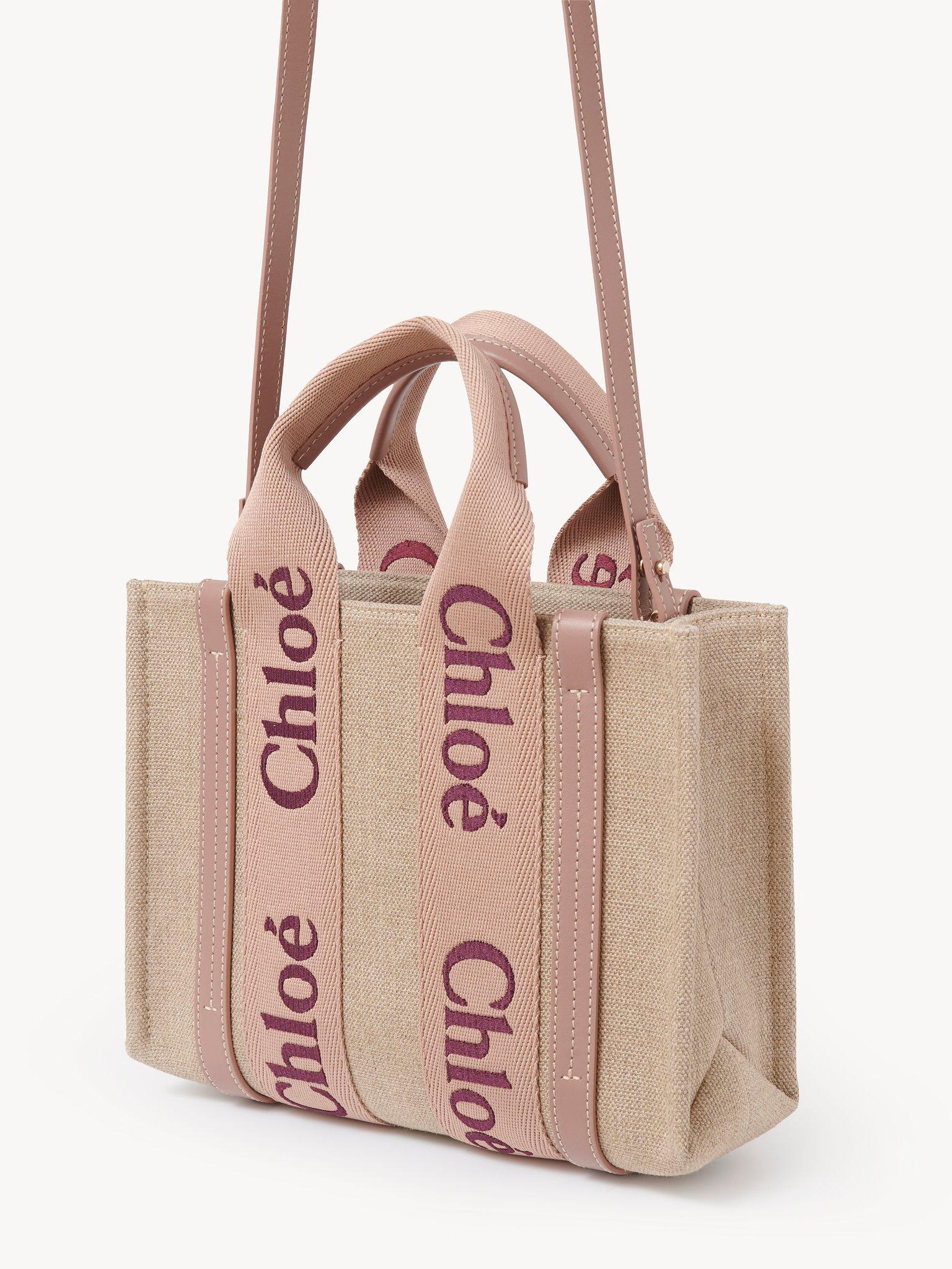 Small Woody tote bag in linen Product Image