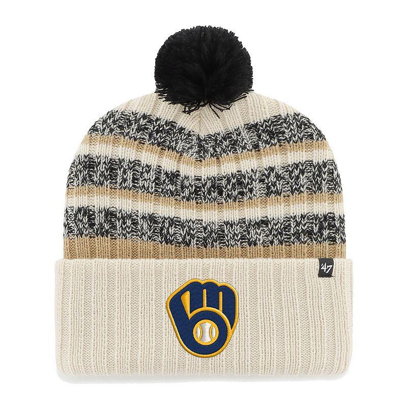 Men's '47 Natural Milwaukee Brewers Tavern Cuffed Knit Hat with Pom, Beige Product Image
