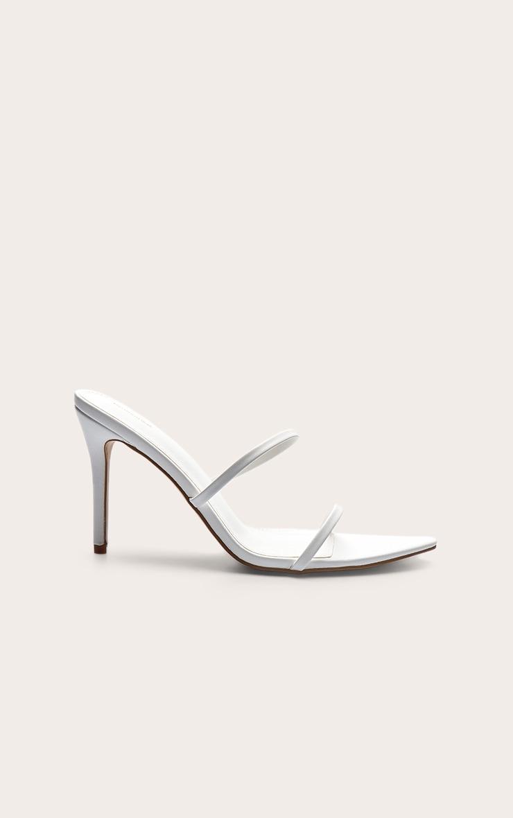 White Pu Point Toe High Stiletto Heel Sandals Product Image