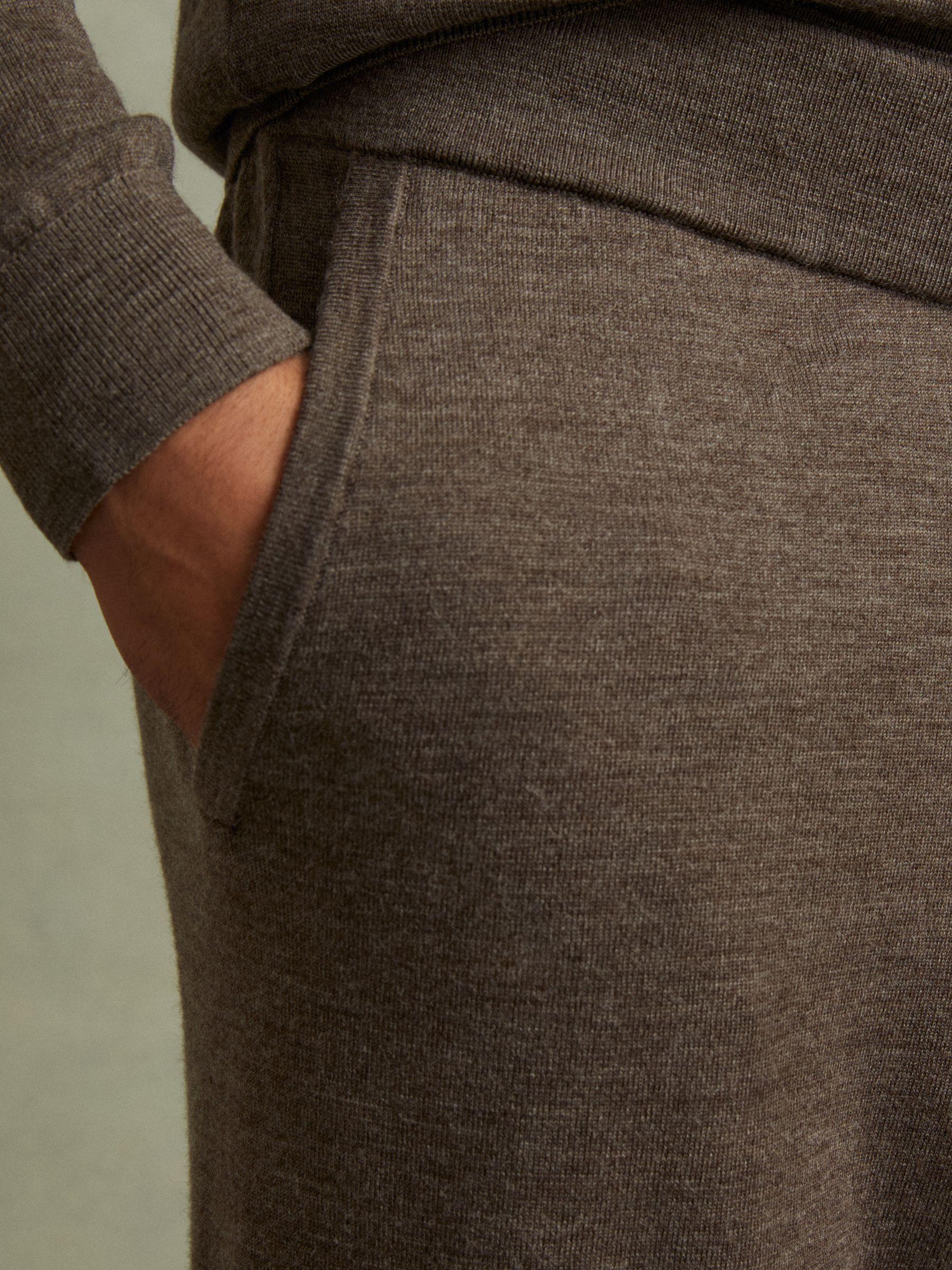 Merino Wool Blend Drawstring Joggers in Dark Brown Melange Product Image