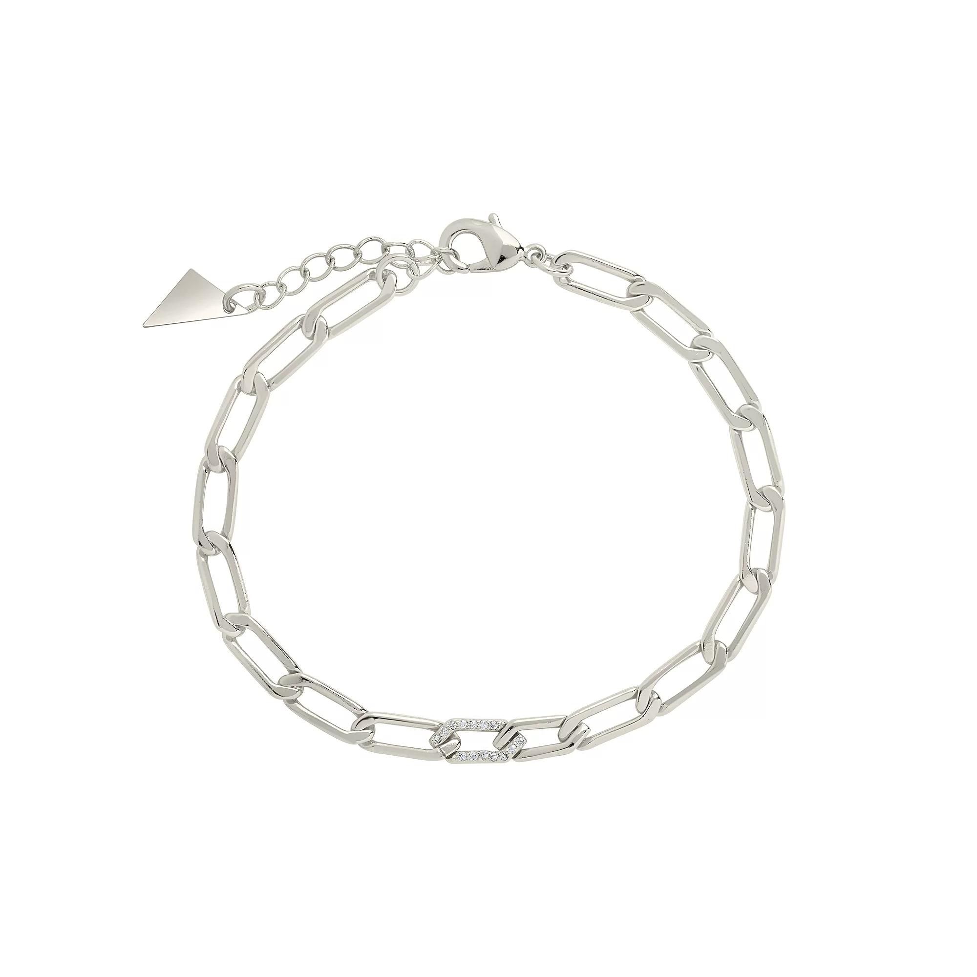 MC Collective Cubic Zirconia Chain Link Bracelet, Women's, Silver Tone Product Image