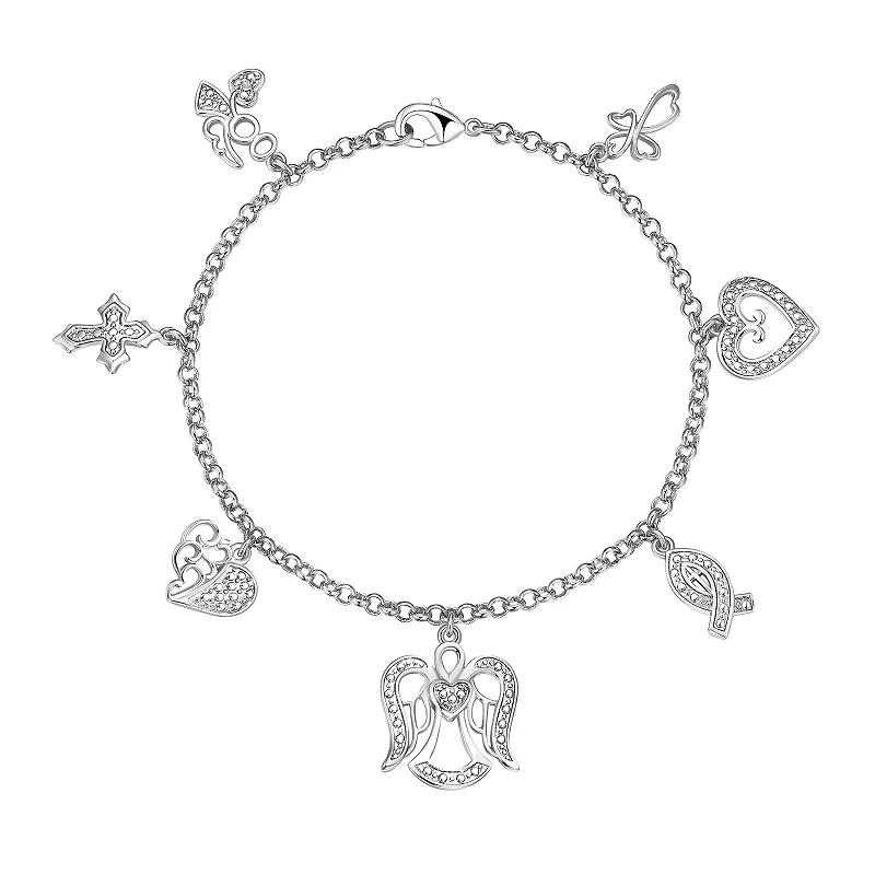 Sterling Silver Diamond Accent Christian Charm Bracelet, Womens Product Image