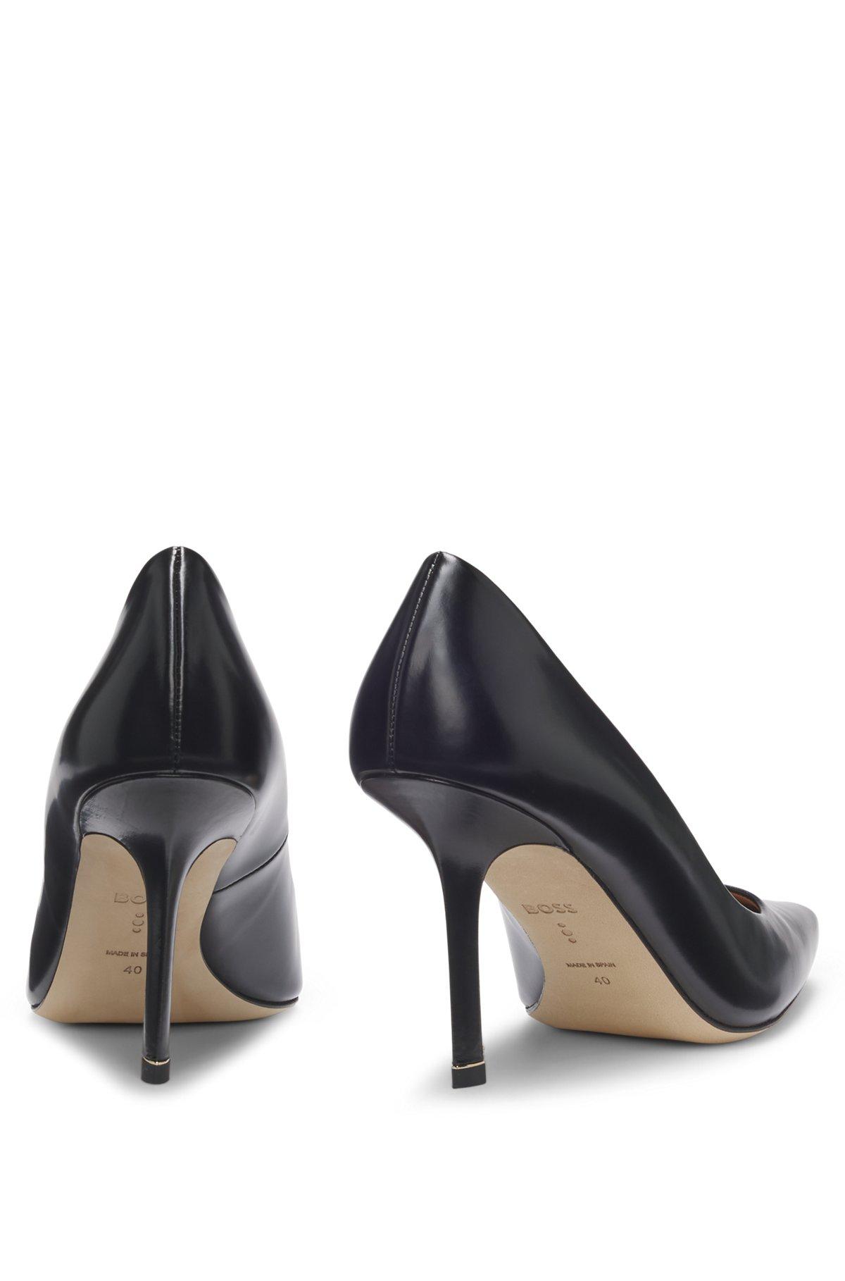 BOSS - Pointed-toe pumps in polished leather - Black Product Image