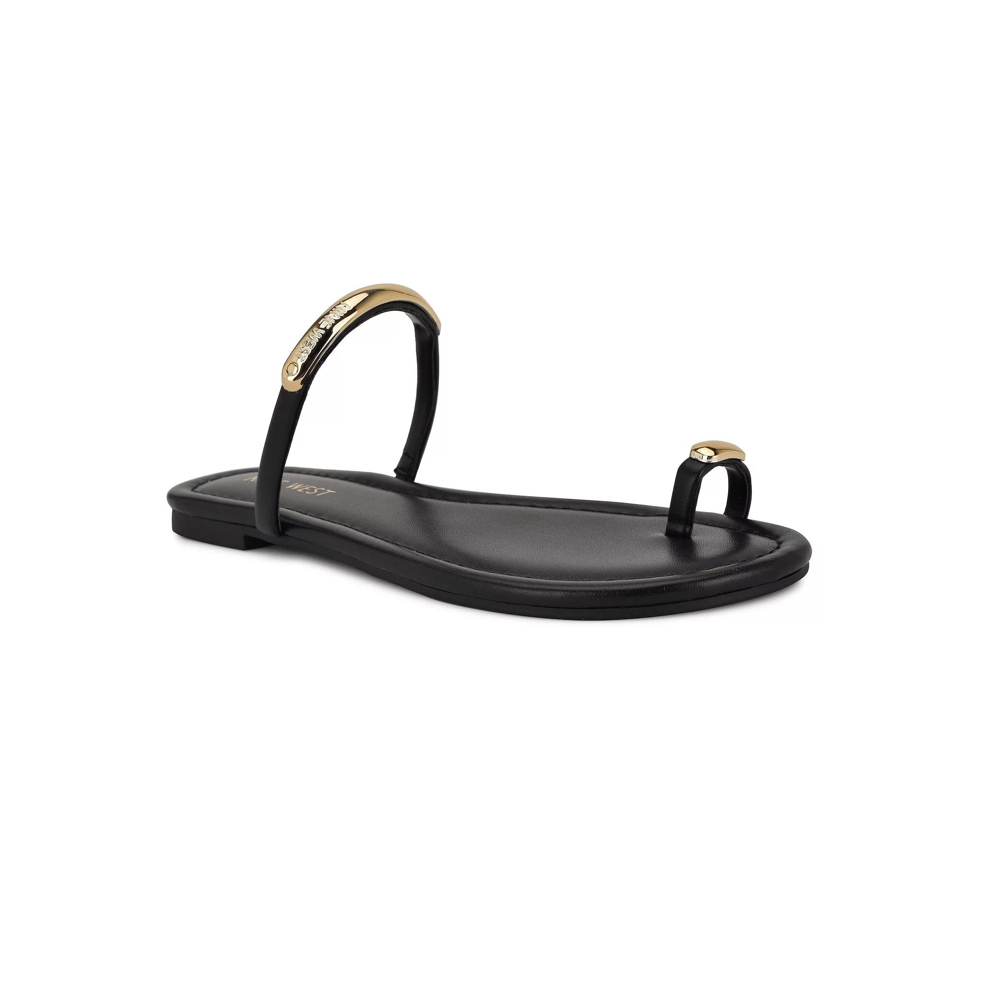Nine West Balon Women's Slip-On Open Toe Flat Sandals, Size: 9.5, Black Team Product Image