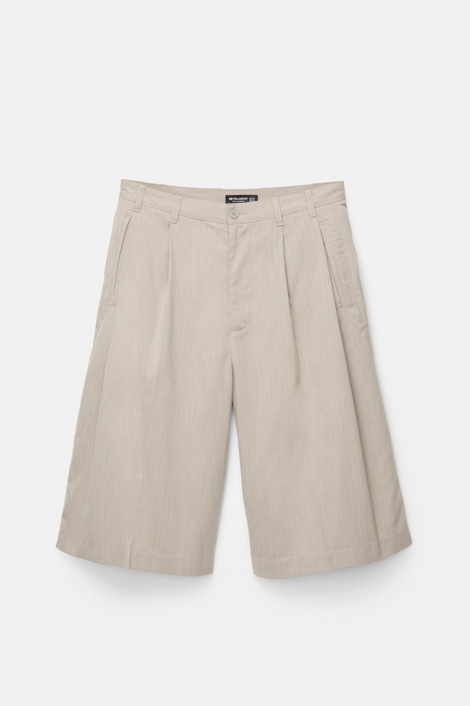 Long pinstripe Bermuda shorts Product Image