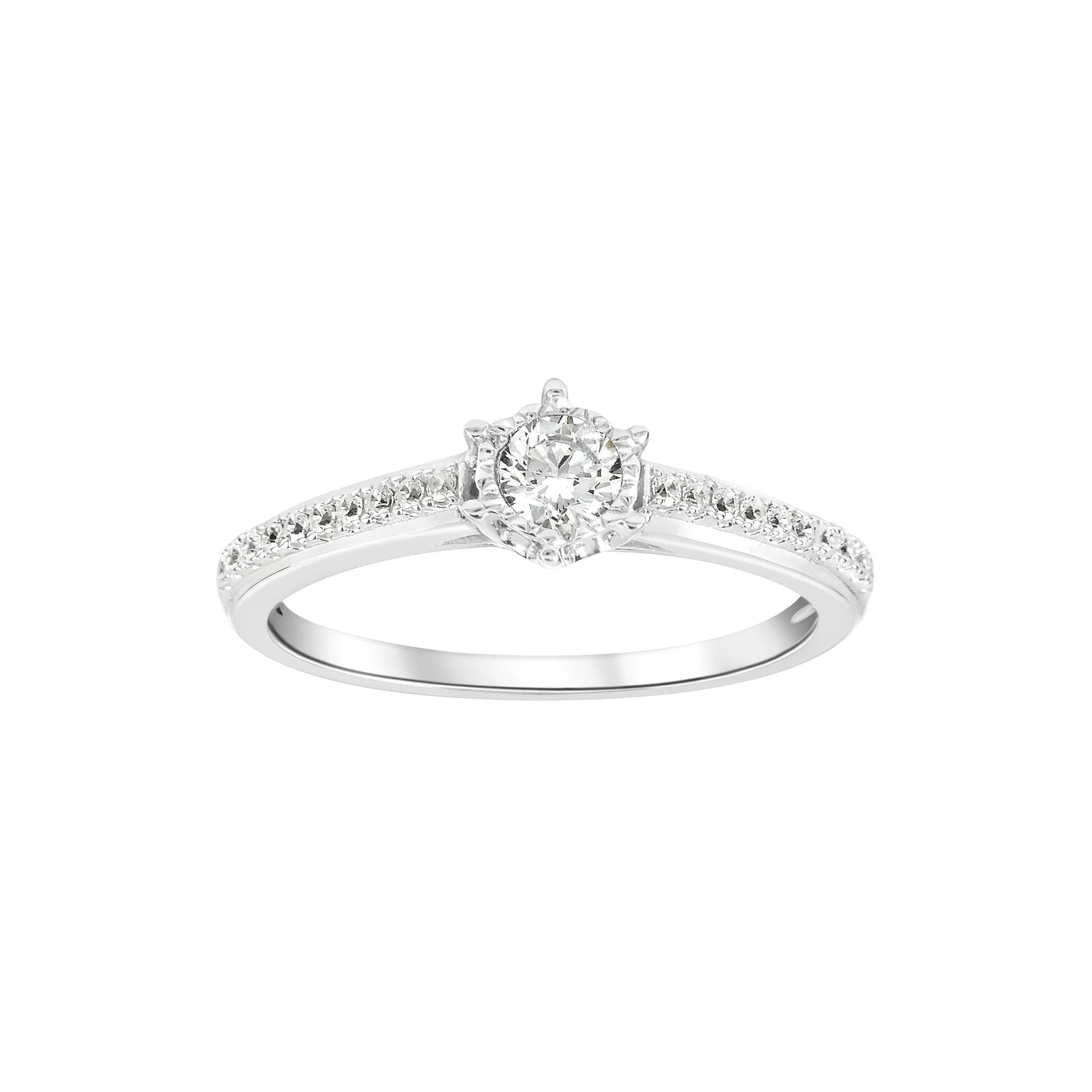SIRI USA by TJM Sterling Silver Round Cubic Zirconia Engagement Ring, Women's,  Product Image