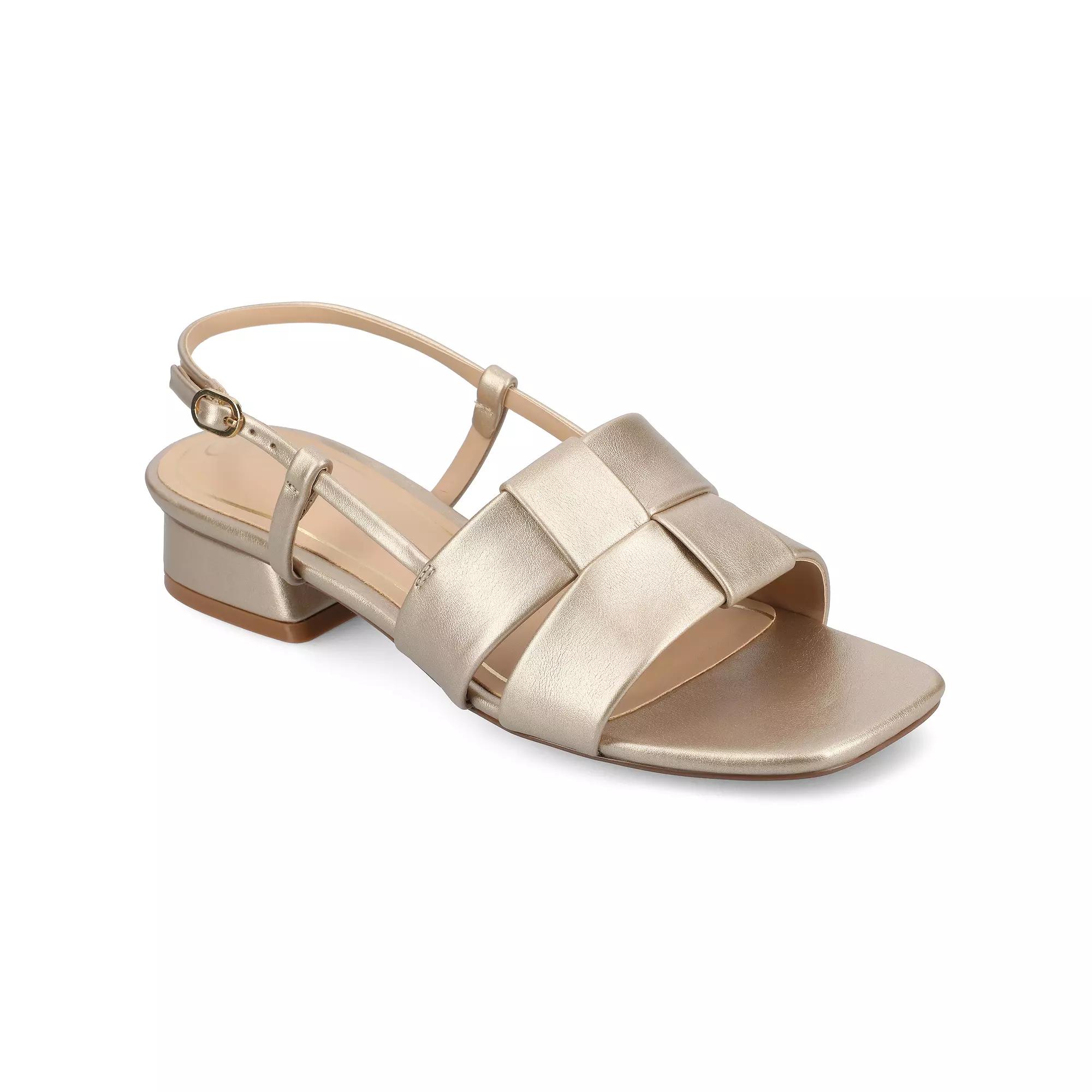 Journee Tabatha Women's Tru Comfort Foam Low Covered Block Heel Sandals, Size: 11, Beige Product Image