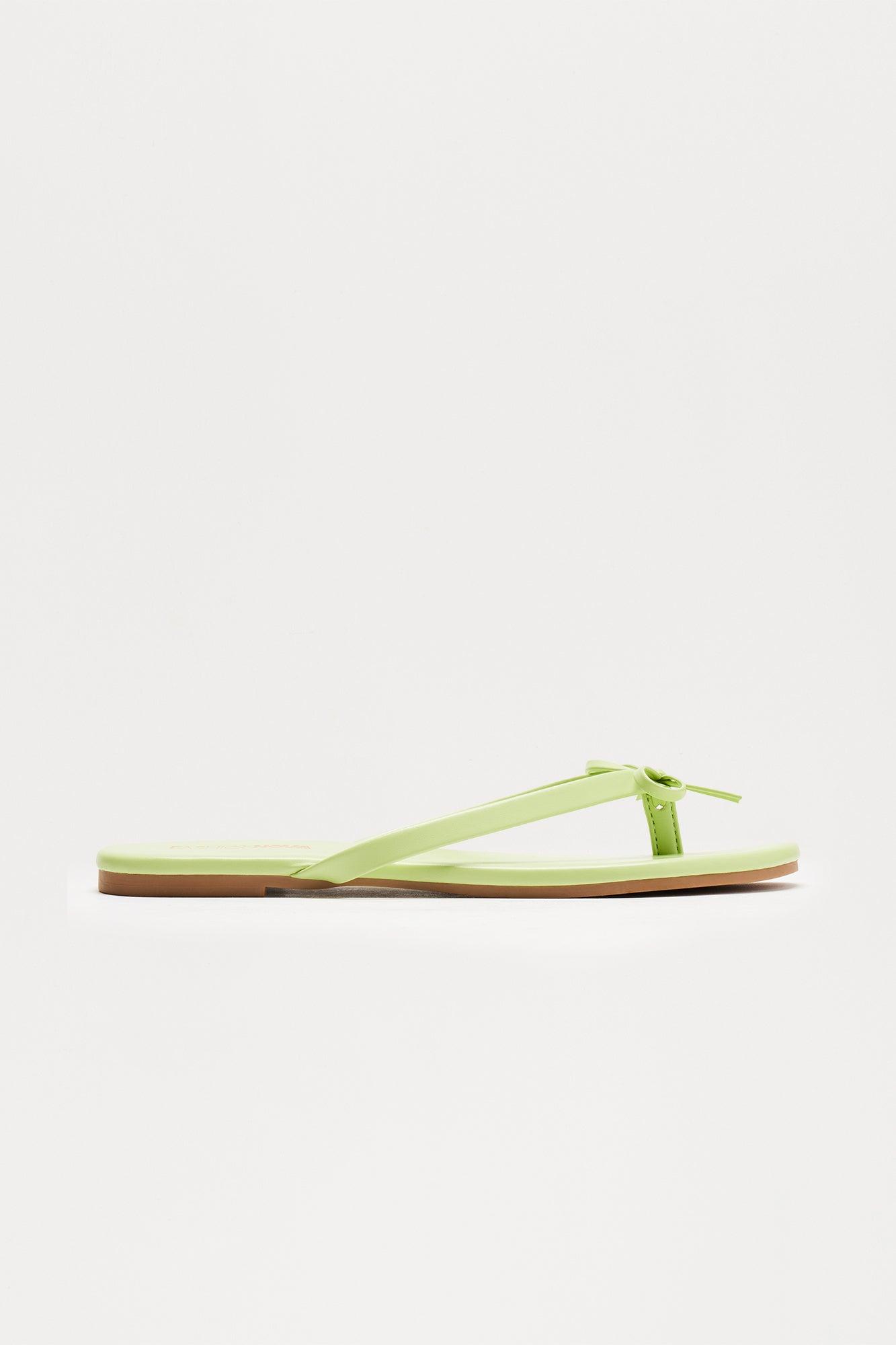Coral Bow Flip Flops - Green Product Image