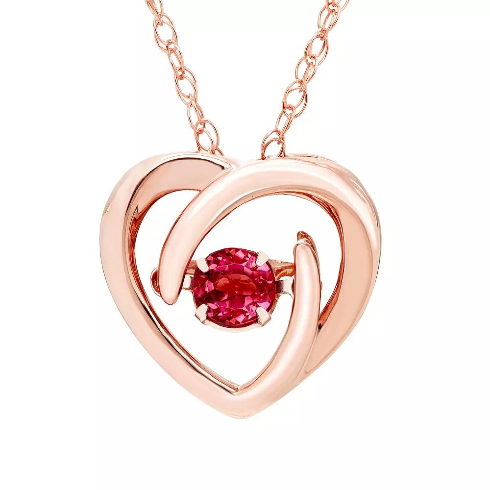 Boston Bay Diamonds Brilliance in Motion 14k Rose Gold Over Silver Pink Tourmaline Dancing Gemstone Heart Pendant, Women's, Size: 18", Pink Tone Product Image
