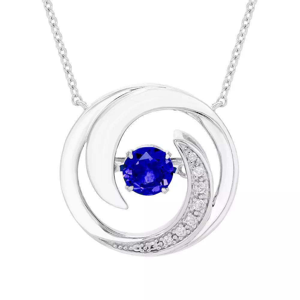Boston Bay Diamonds Brilliance in Motion Sterling Silver Lab-Created Sapphire & Diamond Accent Swirl Necklace, Women's, Size: 18-20" ADJ Product Image
