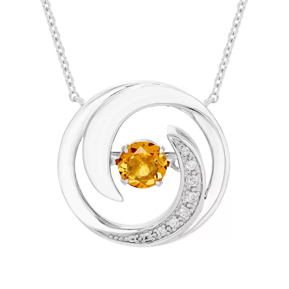Boston Bay Diamonds Brilliance in Motion Sterling Silver Citrine & Diamond Accent Swirl Necklace, Women's, Size: 18-20" ADJ Product Image