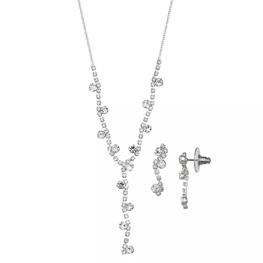 Youre Invited Silver Tone Simulated Crystal Y-Necklace & Earrings Set, Womens Product Image