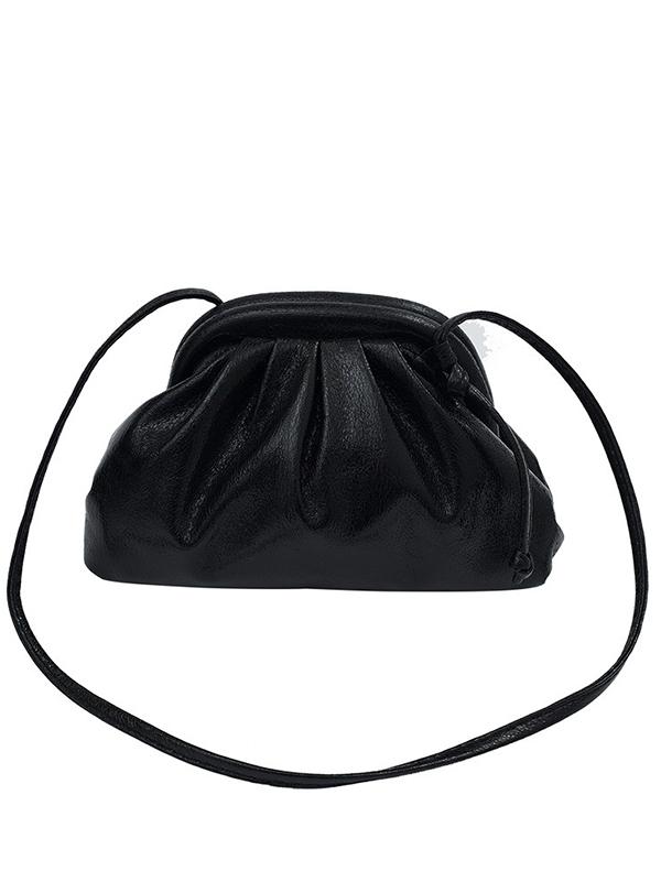 Pleated Shiny Solid Color Bags Crossbody Bags Handbags Product Image