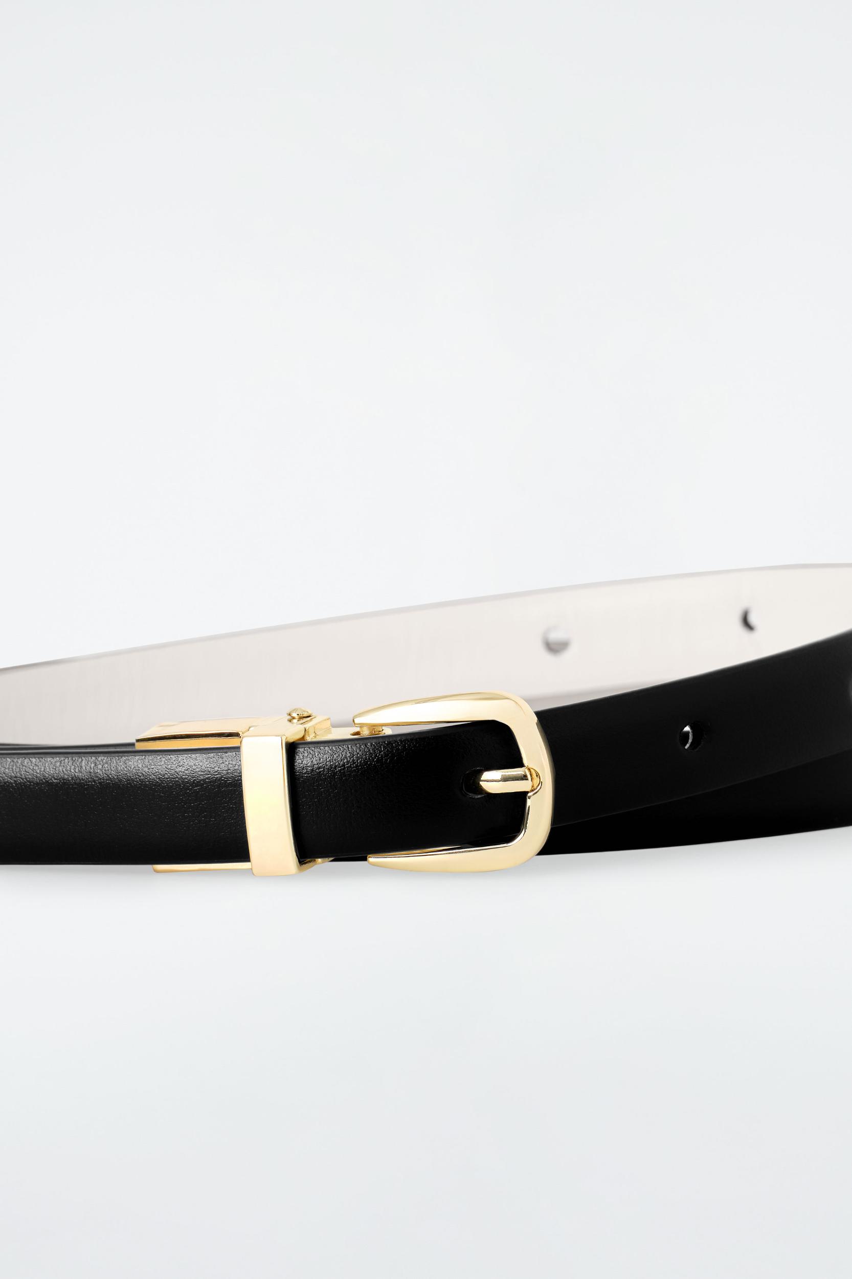 REVERSIBLE SLIM LEATHER BELT Product Image