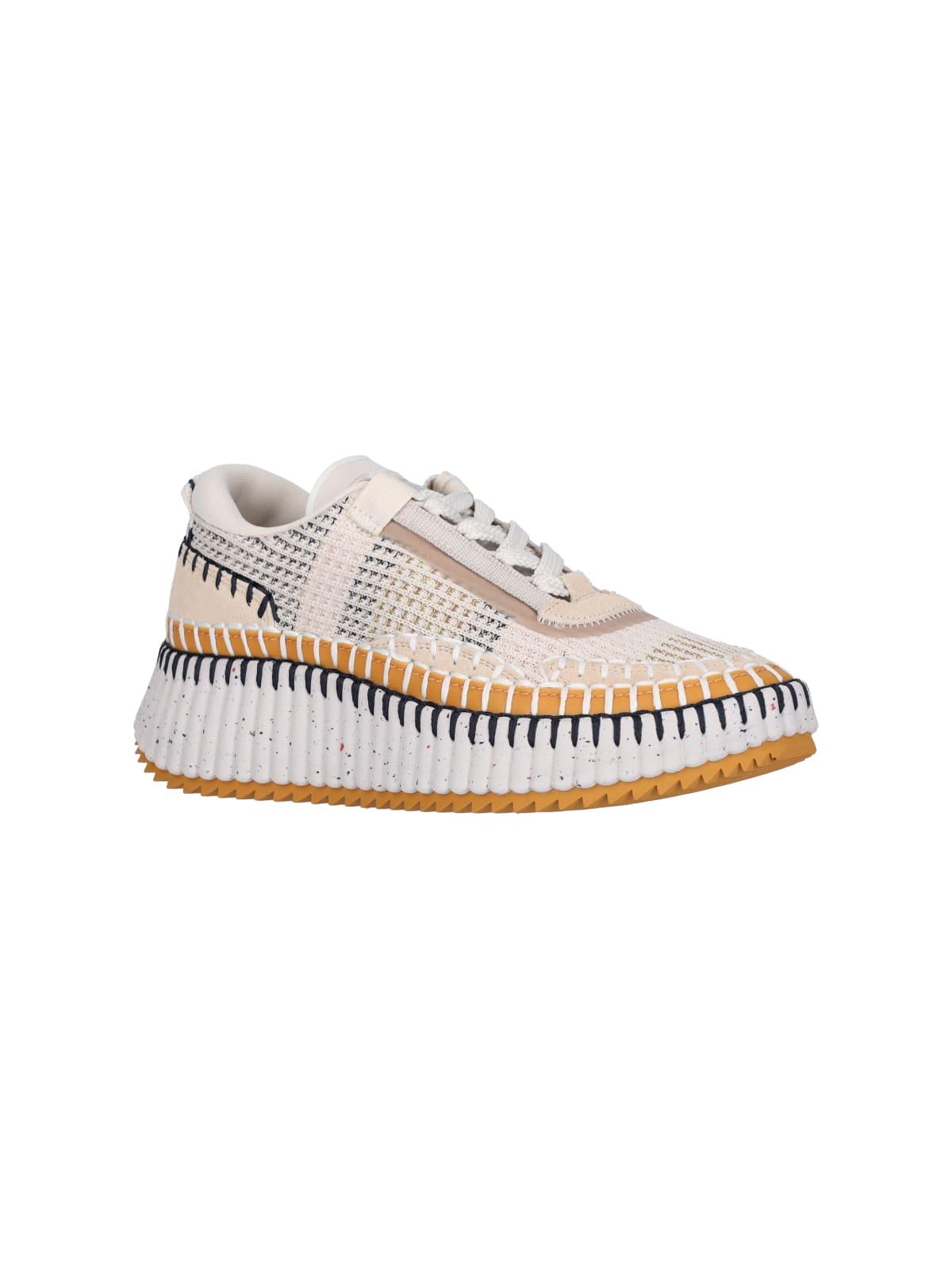 CHLOÉ Nama Embroidered Suede And Recycled-mesh Sneakers In Biscotti Beige Product Image
