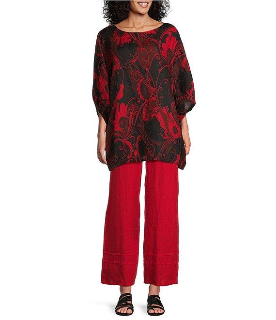 Bryn Walker Woven Garden Print Round Neck Elbow Sleeve Oversized Tunic Product Image