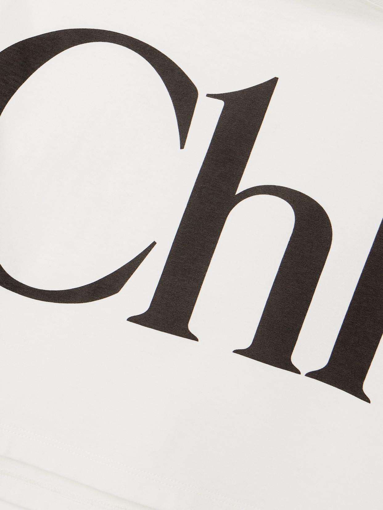 CHLOÉ White Cropped Crewneck T-shirt With Maxi Logo Print On The Front In Cotton Woman In Multicolor Product Image