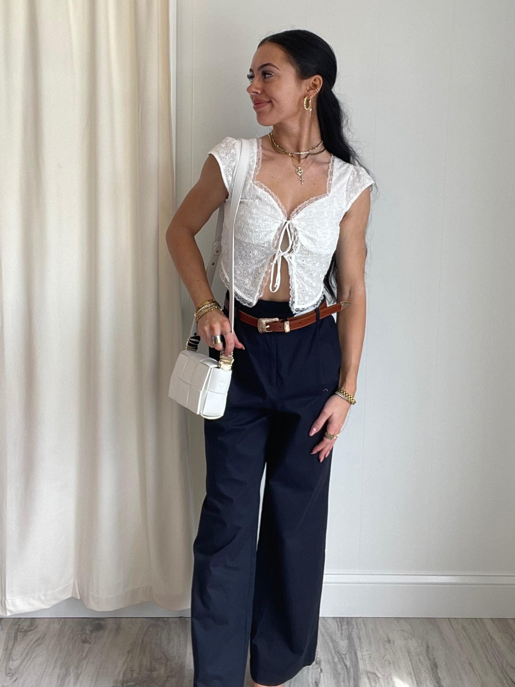 FINAL SALE Tonya Eyelet Lace Tank Top | White Product Image