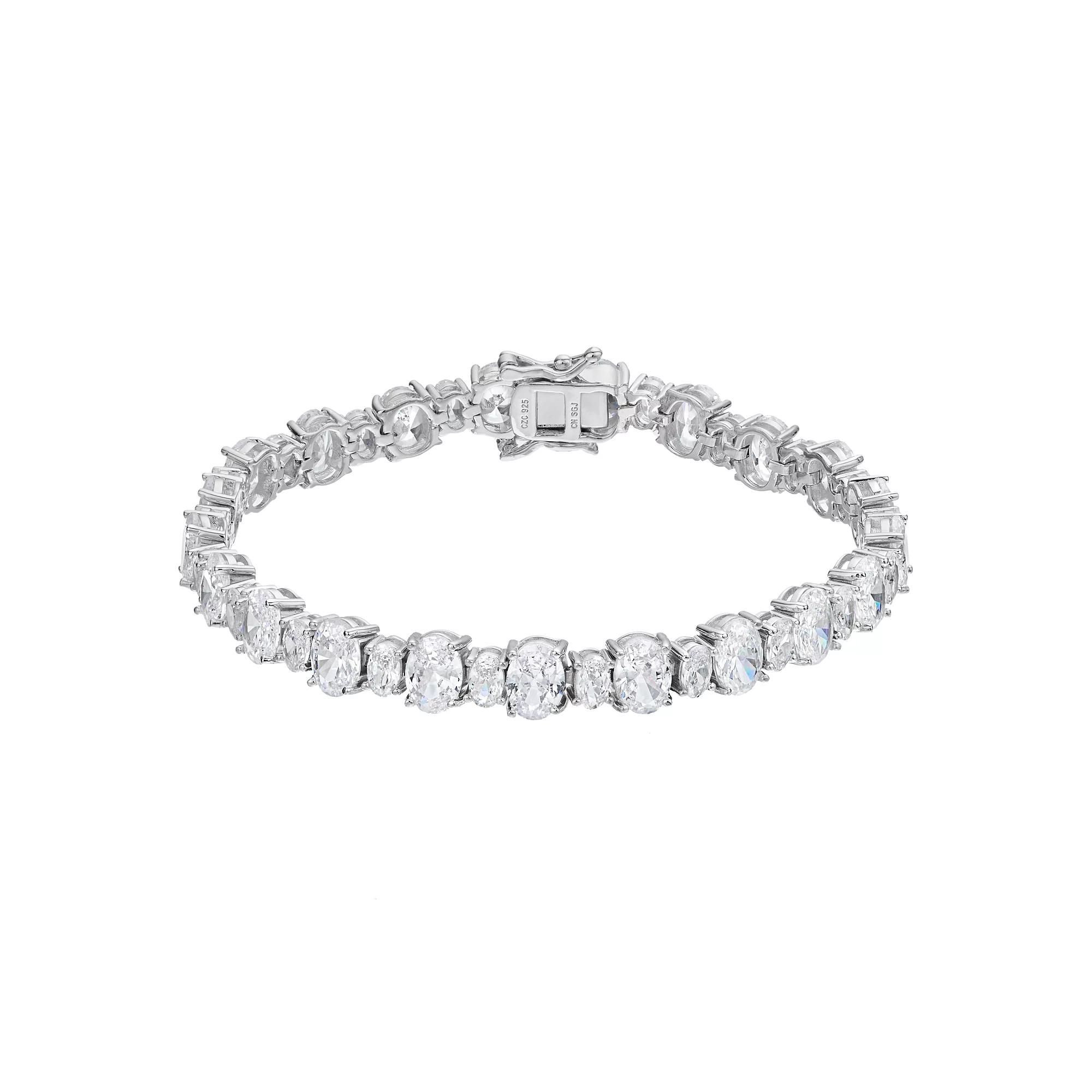 Sterling Silver Oval Cubic Zirconia Tennis Bracelet, Women's,  Product Image