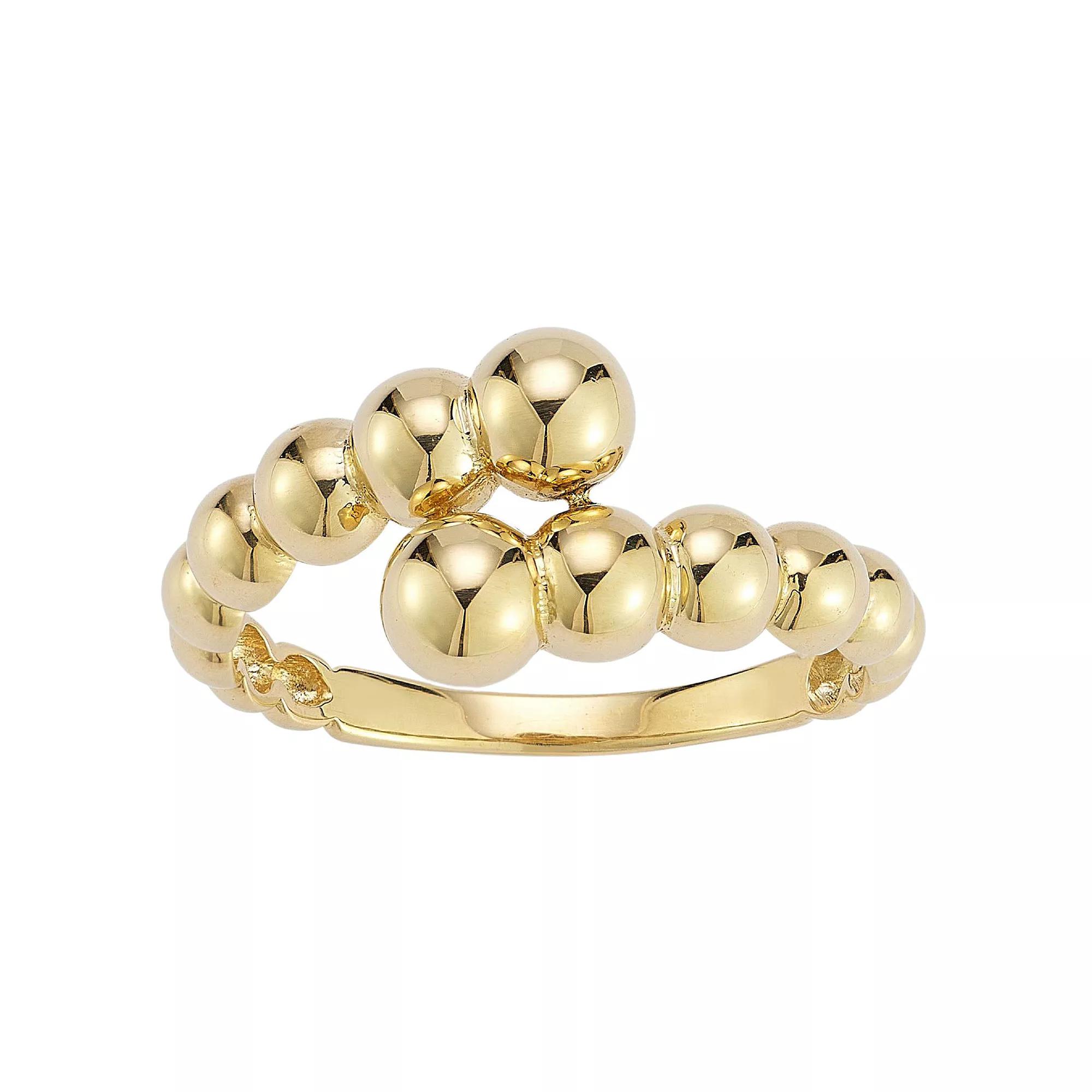 LUMINOR GOLD 14k Gold Graduating Ball Bypass Ring, Women's, Size: 6 Product Image