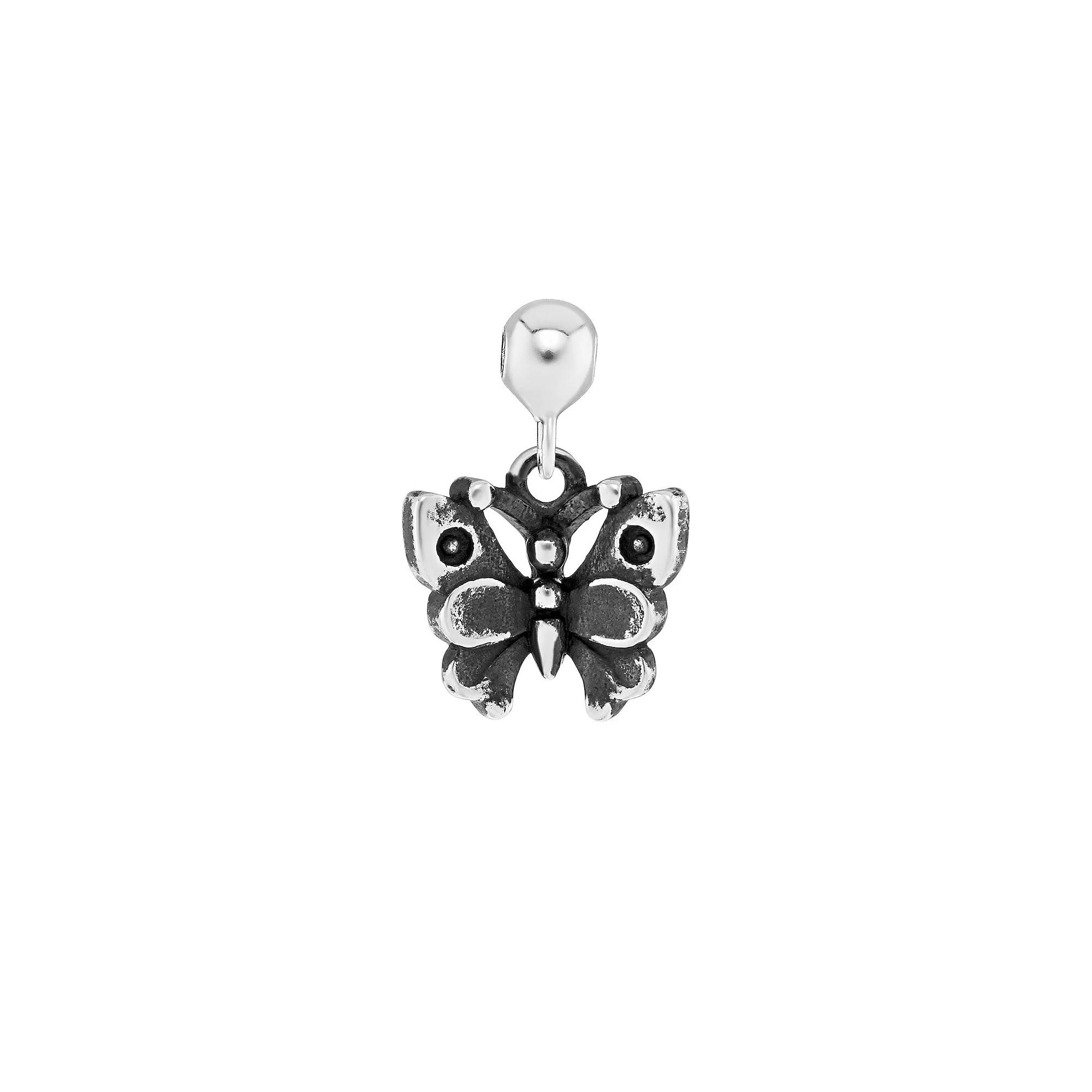 PRIMROSE Sterling Silver Polished Oxidized Butterfly Sliding Charm, Women's Product Image