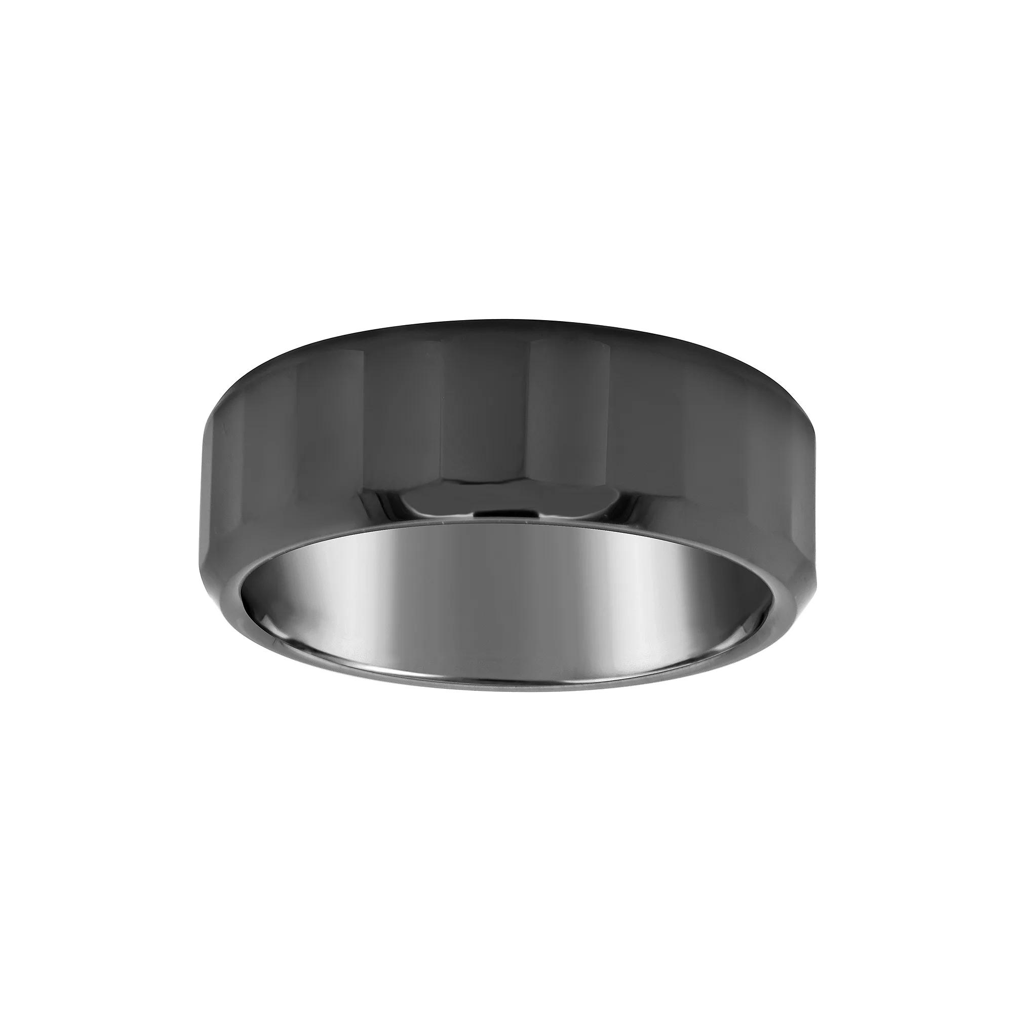 Men's 8mm Flat Sided Ceramic Wedding Band Ring, Size: 13.50, Black Product Image