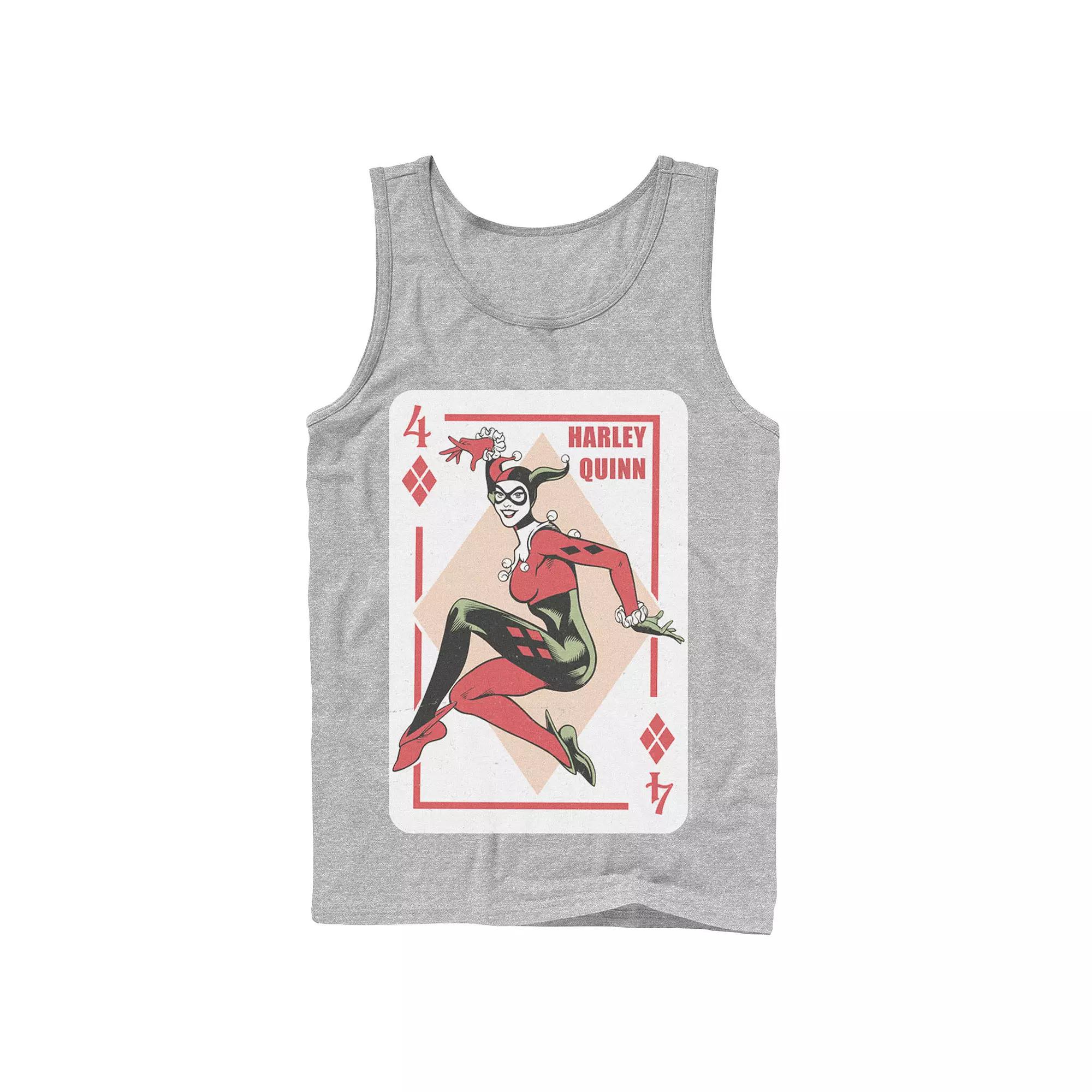 Men's DC Comics Harley Quinn Playing Card Tank Top,  Product Image